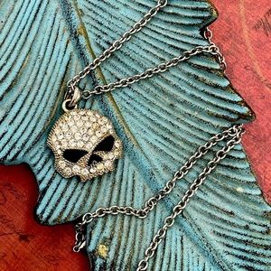 2011 Harley-Davison Willy G Crystal Enamel Skull Necklace